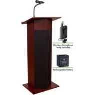 Adorama Oklahoma Sound Power Plus 111PLS Lectern with Battery and Lavalier Mic, Mahogany M111PLS-MY/LWM-6