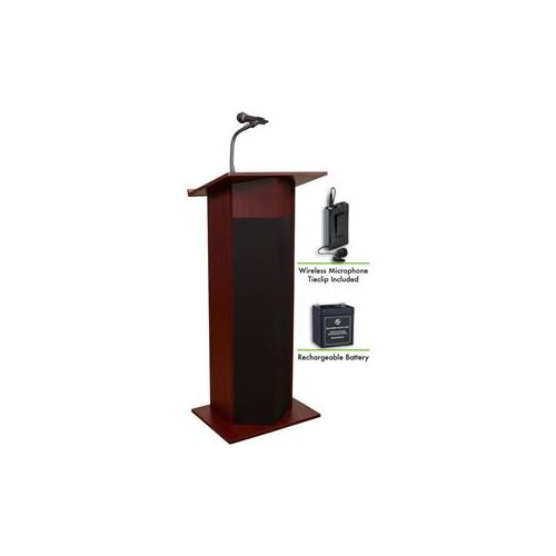  Adorama Oklahoma Sound Power Plus 111PLS Lectern with Battery and Lavalier Mic, Mahogany M111PLS-MY/LWM-6