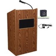 Adorama Oklahoma Sound Aristocrat 6010 Lectern with Rechargeable Battery, Medium Oak M6010-MO