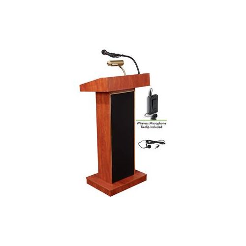  Adorama Oklahoma Sound Orator 800X Sound Lectern, Wireless Lavalier Mic, Cherry 800X-CH/LWM-6