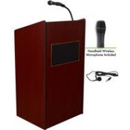 Adorama Oklahoma Sound Aristocrat 6010 Lectern with Wireless Handheld Mic, Mahogany 6010-MY/LWM-5