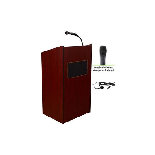  Adorama Oklahoma Sound Aristocrat 6010 Lectern with Wireless Handheld Mic, Mahogany 6010-MY/LWM-5