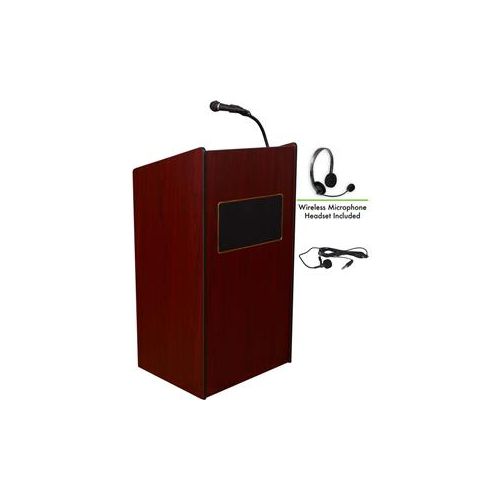  Adorama Oklahoma Sound Aristocrat 6010 Lectern with Wireless Headset Mic, Mahogany 6010-MY/LWM-7