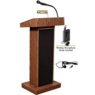 Adorama Oklahoma Sound Orator 800X Sound Lectern, Wireless Lavalier Mic, Medium Oak 800X-MO/LWM-6