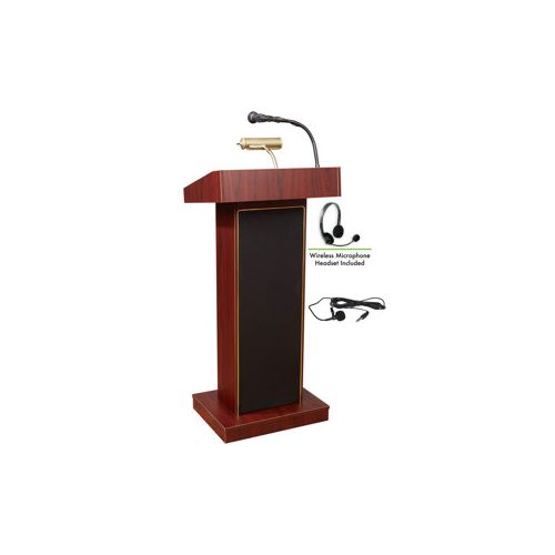  Adorama Oklahoma Sound Orator 800X Sound Lectern, Wireless Headset Mic, Mahogany 800X-MY/LWM-7