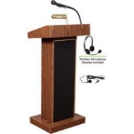 Adorama Oklahoma Sound Orator 800X Sound Lectern, Wireless Headset Mic, Medium Oak 800X-MO/LWM-7