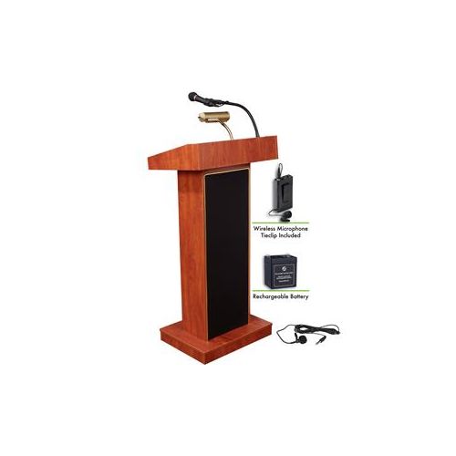  Adorama Oklahoma Sound Orator 800X Lectern, Wireless Lavalier Mic & Battery, Cherry M800X-CH/LWM-6