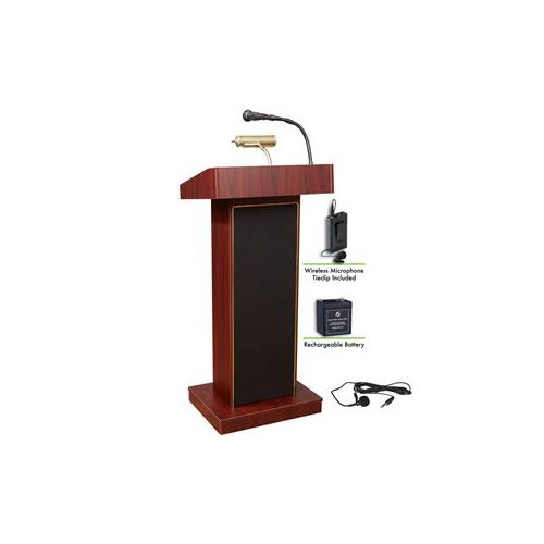  Adorama Oklahoma Sound Orator 800X Lectern, Wireless Lavalier Mic & Battery, Mahogany M800X-MY/LWM-6