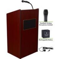 Adorama Oklahoma Sound Aristocrat 6010 Lectern, Wireless Handheld Mic, Battery, Mahogany M6010-MY/LWM-5