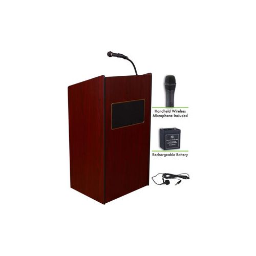  Adorama Oklahoma Sound Aristocrat 6010 Lectern, Wireless Handheld Mic, Battery, Mahogany M6010-MY/LWM-5