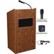 Adorama Oklahoma Sound Aristocrat 6010 Lectern, Wireless Handheld Mic, Battery, Oak M6010-MO/LWM-5