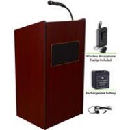 Adorama Oklahoma Sound Aristocrat 6010 Lectern, Wireless Lavalier Mic, Battery, Mahogany M6010-MY/LWM-6