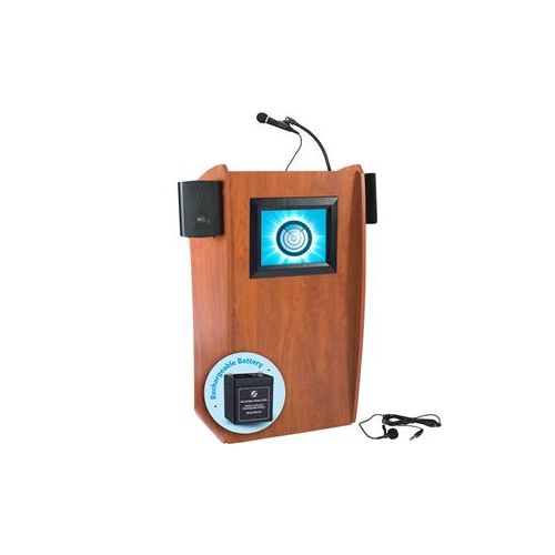  Adorama Oklahoma Sound Vision 612S Floor Sound Lectern, 15 Display & Battery, Cherry M612-S