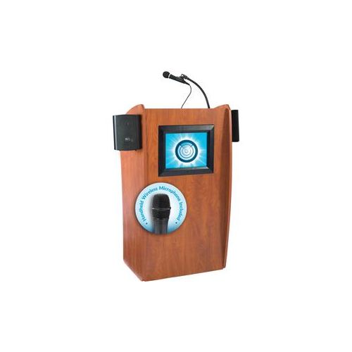  Adorama Oklahoma Sound Vision 612-S Floor Sound Lectern, Wireless Handheld Mic, Cherry 612-S/LWM-5