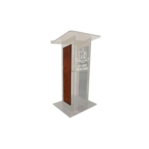  Adorama AmpliVox SN3540 H Style Lectern with Shelf & Panels, Clear with Mahogany SN354004