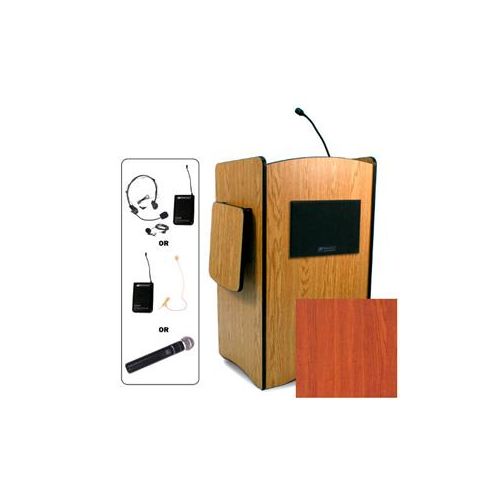  Adorama AmpliVox SW3230 Wireless Multimedia PC Lectern with Over-Ear Mic, Cherry SW3230-CH-HS