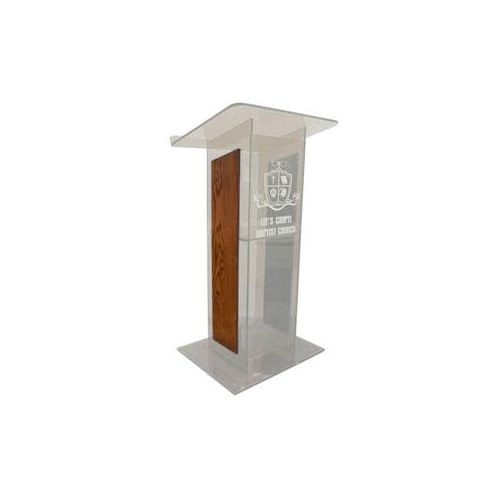  Adorama AmpliVox SN3540 H Style Lectern with Shelf & Panels, Clear with Walnut SN354007