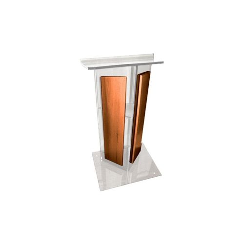  Adorama AmpliVox SN3545 V Style Lectern with Shelf & Panels, Clear with Walnut SN354507