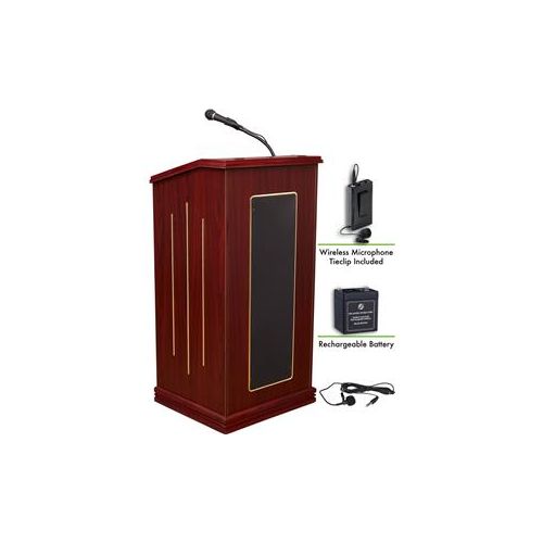  Adorama Oklahoma Sound Prestige 711 Lectern, Battery & Wireless Lavalier Mic, Mahogany M711-MY/LWM-6