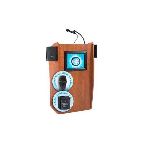  Adorama Oklahoma Sound Vision 612-S Sound Lectern,Battery & Wireless Handheld Mic,Cherry M612-S/LWM-5