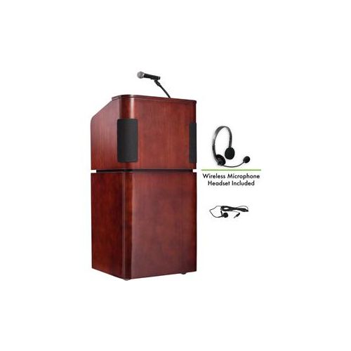  Adorama Oklahoma Sound Tabletop Lectern with Wireless Headset Mic, Mahogany/Walnut 950/901-MY/WT/LWM-7