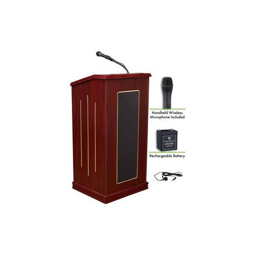  Adorama Oklahoma Sound Prestige 711 Lectern, Battery & Wireless Handheld Mic, Mahogany M711-MY/LWM-5