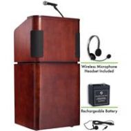 Adorama Oklahoma Sound Tabletop Lectern, Battery & Wireless Headset Mic, Mahogany/Walnut M950/901-MY/WT/LWM-7