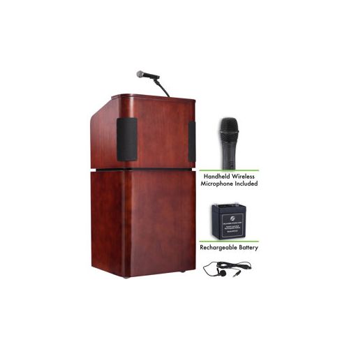  Adorama Oklahoma Sound Tabletop Lectern with Battery, Wireless HH Mic, Mahogany/Walnut M950/901-MY/WT/LWM-5