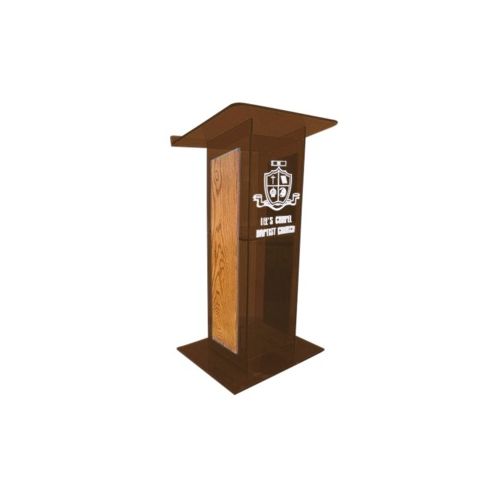  Adorama AmpliVox SN3540 H Style Lectern with Shelf & Panels, Smoked with Oak SN354026