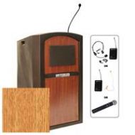 Adorama AmpliVox Wireless Pinnacle Multimedia Lectern with Lapel Mic, Medium Oak SW3250-MO-L