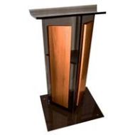 Adorama AmpliVox SN3545 V Style Lectern with Shelf & Panels, Smoked with Walnut SN354527