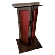 Adorama AmpliVox SN3545 V Style Lectern with Shelf & Panels, Smoked with Mahogany SN354524