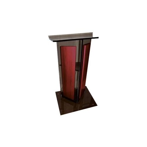  Adorama AmpliVox SN3545 V Style Lectern with Shelf & Panels, Smoked with Mahogany SN354524