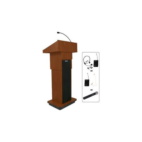  Adorama AmpliVox SW505A Wireless Executive Lectern with Lapel & Headset Mic, Cherry SW505A-CH-L