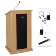 Adorama AmpliVox SW450 Wireless Presidential Plus Lectern with Over-Ear Mic, Oak SW450-OK-HS