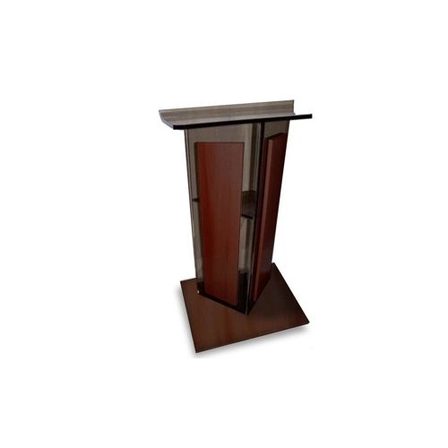  Adorama AmpliVox SN3550 V Style Lectern with Shelf,Panels & Base, Smoked with Mahogany SN355024