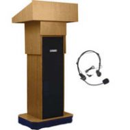 Adorama AmpliVox SW505A Column Lectern Headset Mic, Light Oak SW505A-OK-HS