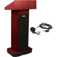 Adorama AmpliVox SW505 Column Lectern, Lapel Mic, Mahogany SW505-MH-L