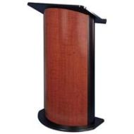 Adorama AmpliVox SS3145 Contemporary Curved Panel Lectern with Sound System, Cherry SS3145