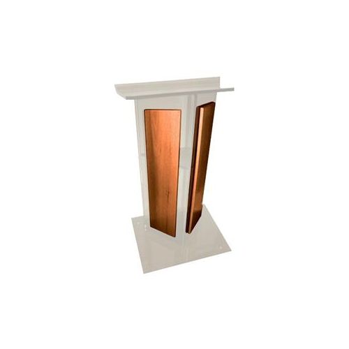  Adorama AmpliVox SN3545 V Style Lectern with Shelf & Panels, Frosted with Walnut SN354517