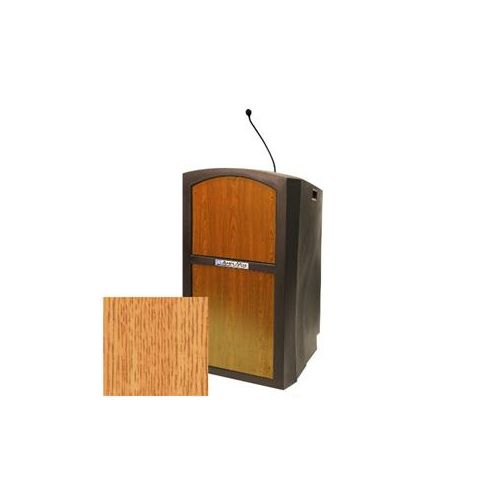  Adorama AmpliVox Pinnacle Multimedia Lectern with Mic, Medium Oak ST3250-MO