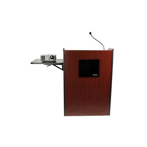  Adorama AmpliVox Wireless Presentation Podium with Headset Mic, Mahogany SW3235-MH-HS