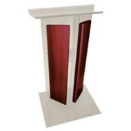 Adorama AmpliVox SN3545 V Style Lectern with Shelf & Panels, Frosted with Mahogany SN354514