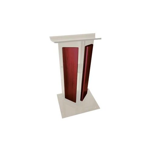  Adorama AmpliVox SN3545 V Style Lectern with Shelf & Panels, Frosted with Mahogany SN354514