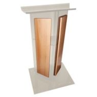 Adorama AmpliVox SN3545 V Style Lectern with Shelf & Panels, Frosted with Oak SN354516