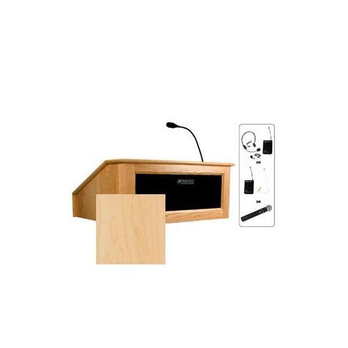  Adorama AmpliVox SW3025 Victoria Tabletop Lectern with Lapel Mic, Maple SW3025-MP-L