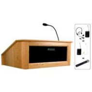 Adorama AmpliVox SW3025 Lectern with Lapel Mic, Natural Oak SW3025-OK-L