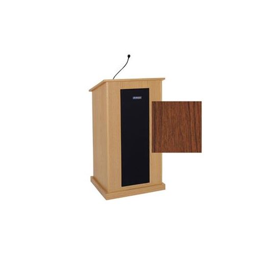  Adorama AmpliVox Chancellor Lectern with 50 Watt PA & Wired Mic, Walnut S470-WT