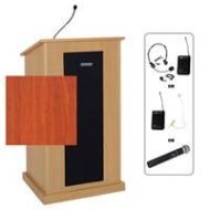 Adorama AmpliVox SW470 Wireless Chancellor Lectern with Lapel & Headset Mic, Cherry SW470-CH-L