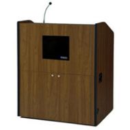 Adorama AmpliVox Wireless Multimedia Smart Podium with Lapel Mic, Walnut SW3430-WT-L